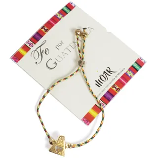 Pulsera Típica De Colores Con Piramide De Tikal Con Semilla De Mostaza