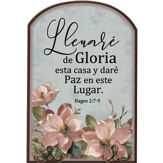 Plaqueta Colgante Media Luna "Llenaré De Gloria Esta Casa"